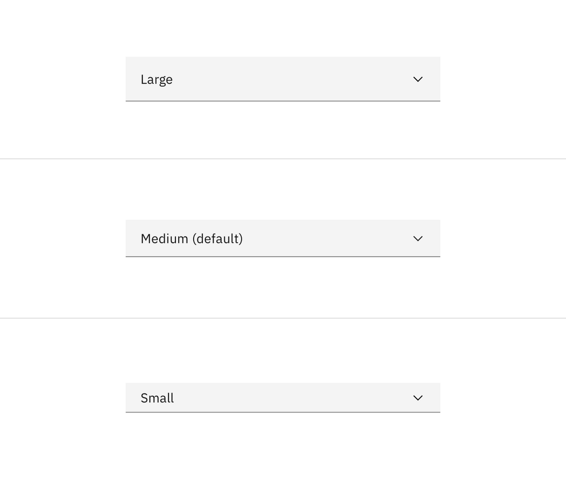 Dropdown sizes